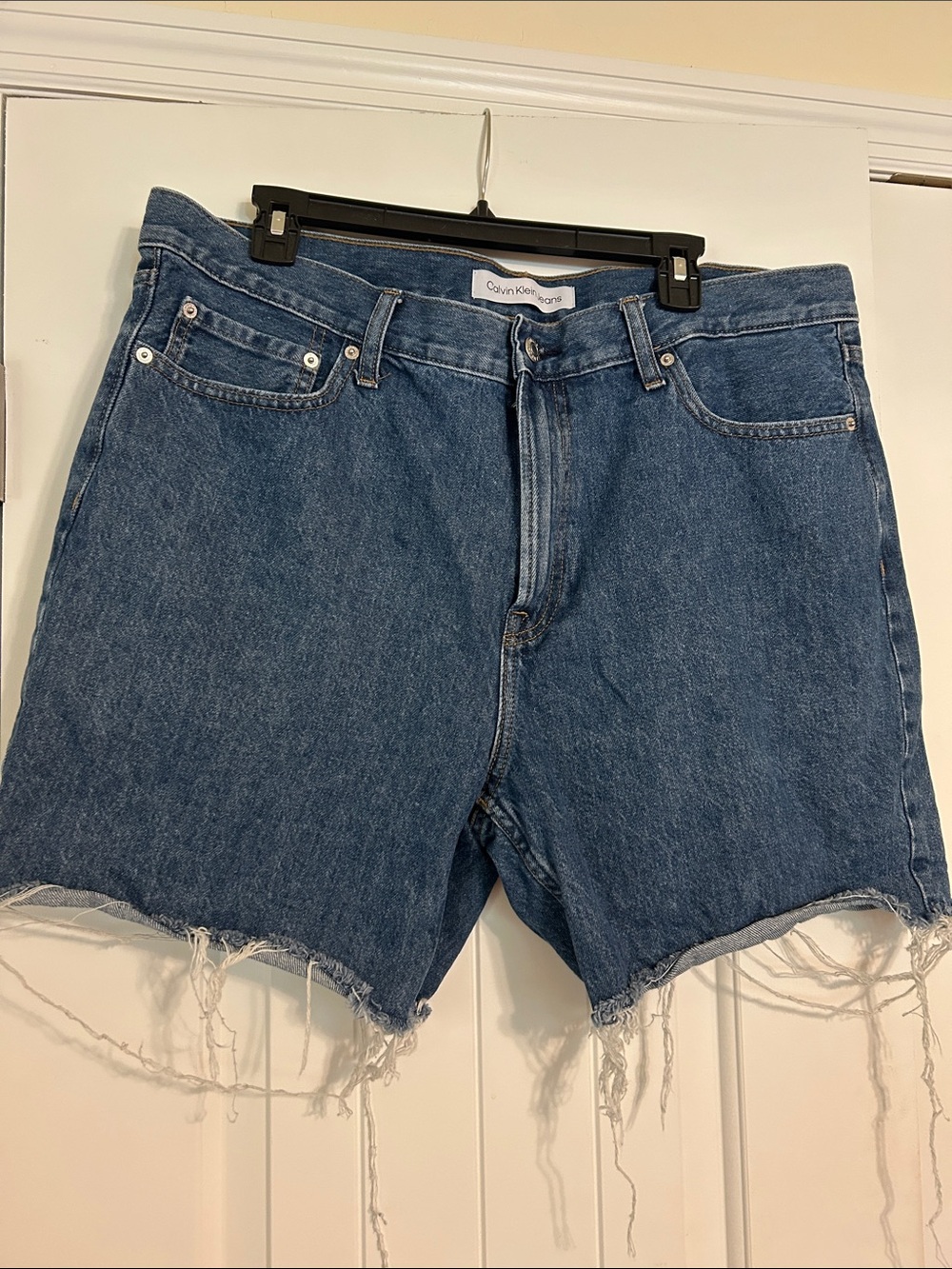 Calvin Klein Jeans Medium Blue Distressed Cutoff Denim Shorts